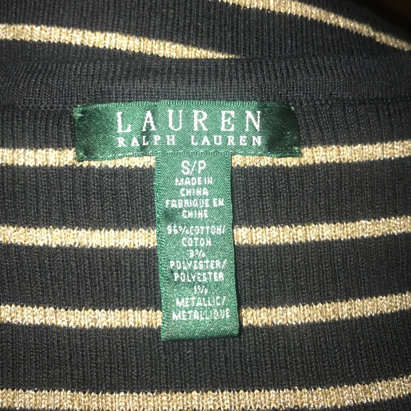 🐎LAUREN RALPH LAUREN BLACK AND GOLD STRIPE TOP - Picture 4 of 4